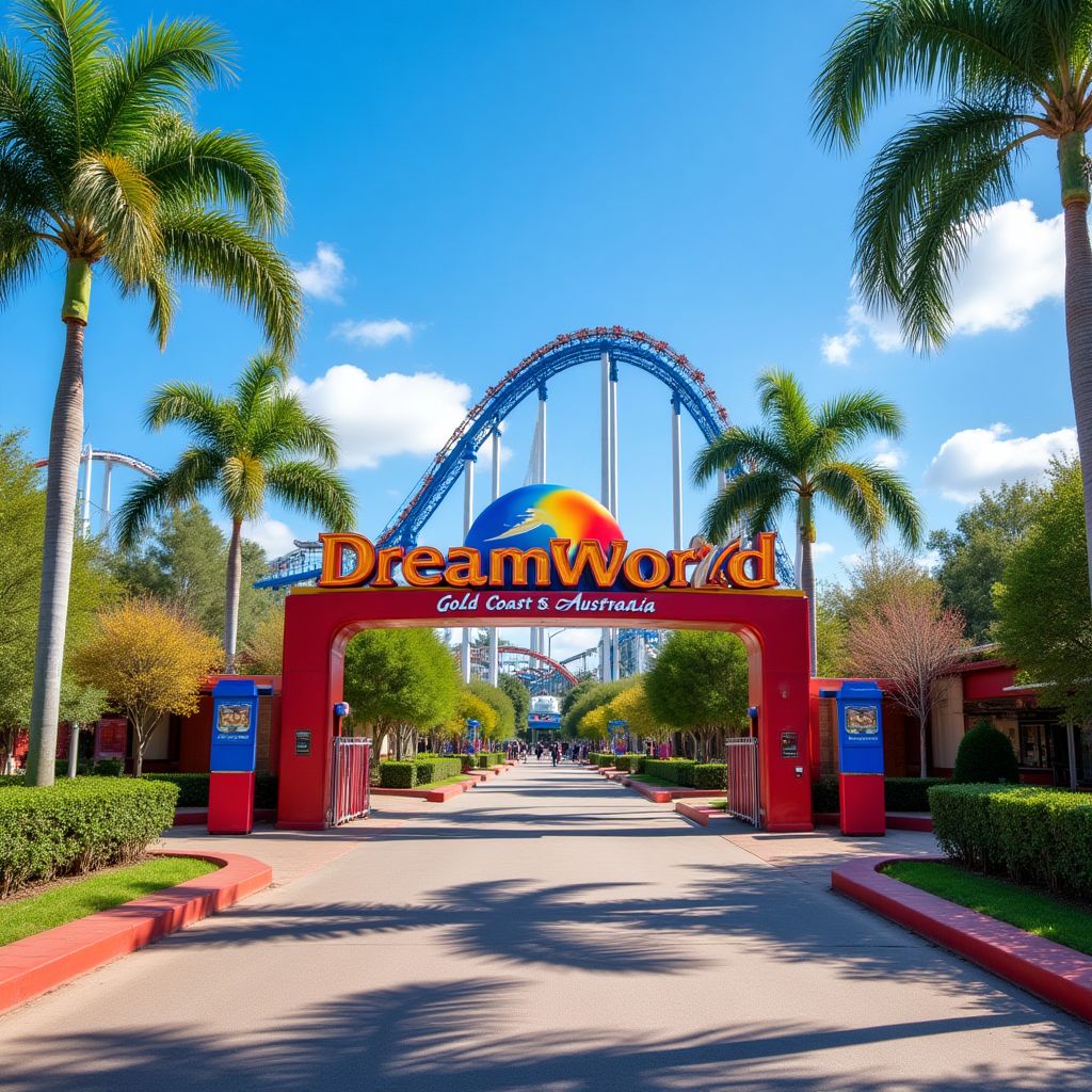 Dreamworld theme park with thrilling rides