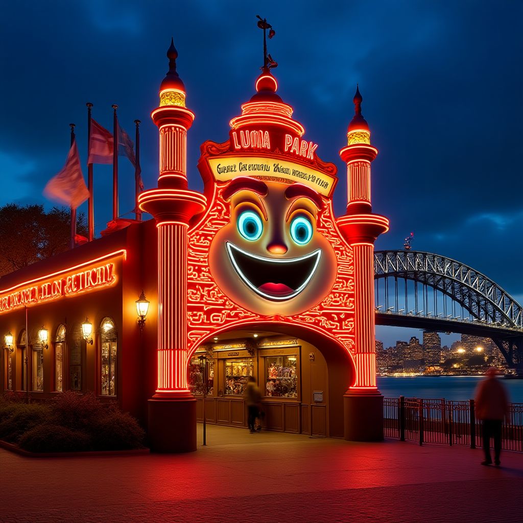 Luna Park Sydney with iconic entrance face