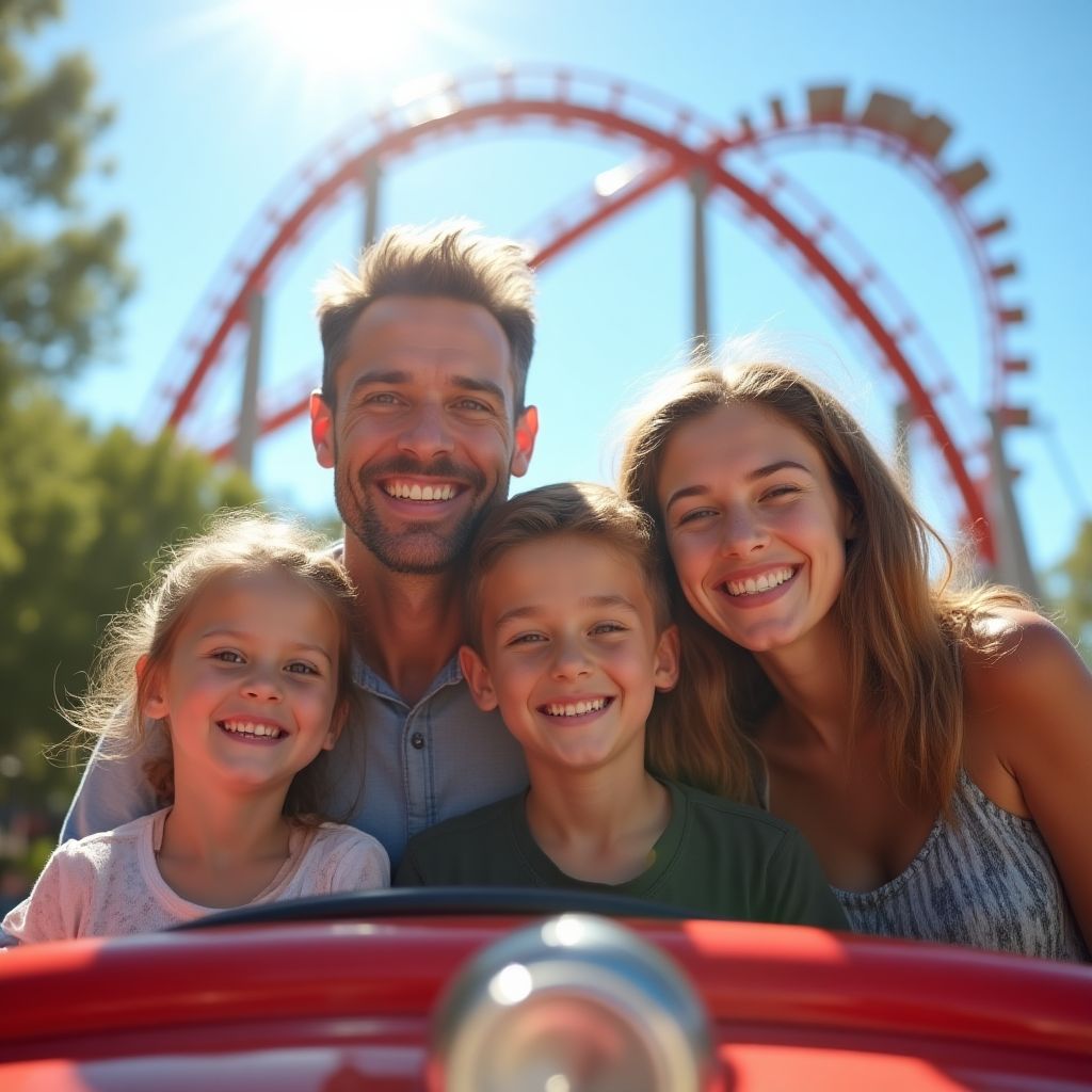 Happy family at Warner Bros. Movie World